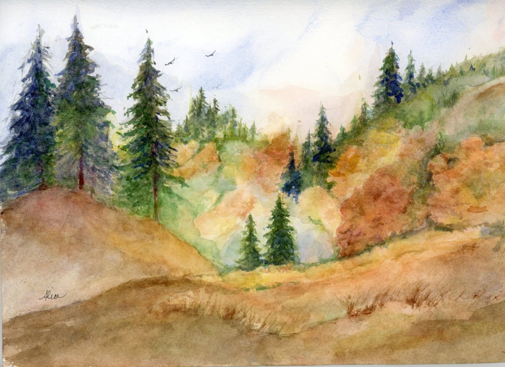 Alice Healy, landscape, trees, hills